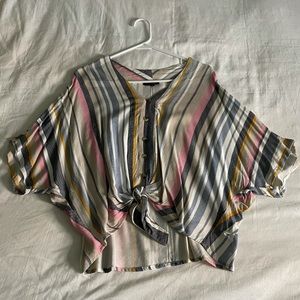 Spring stripped blouse with knot